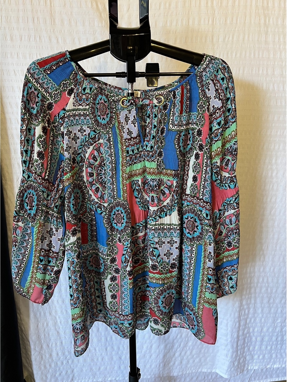 Spense Women’s XL Multicolor Paisley Floral Boho Blouse Long Sleeve Pullover Top